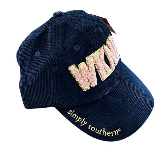 Simply Southern Navy Blue Corduroy WKND Baseball Cap Hat NWT - Picture 2 of 7